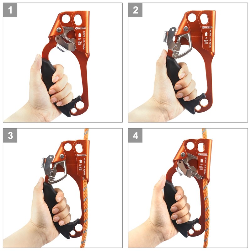 NewDoar Left&Right Hand Ascender Rock Climbing Tree Arborist Rappelling Gear