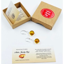 Genuine Baltic Amber Earrings Silver 925 | Amber Jewellery | Natural Earrings Amber Drops, No, Amber