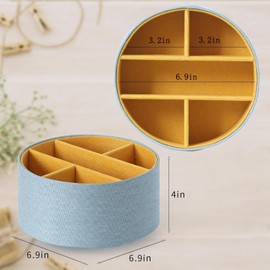 Neateam 360° Drehbarer Fernbedienungshalter, Kreisförmig Fernbedienung Organizer mit 5 Fächer, Fernbedienung aufbewahrung, Schreibtisch Organizer Büro Stiftehalter Gelb&Blau