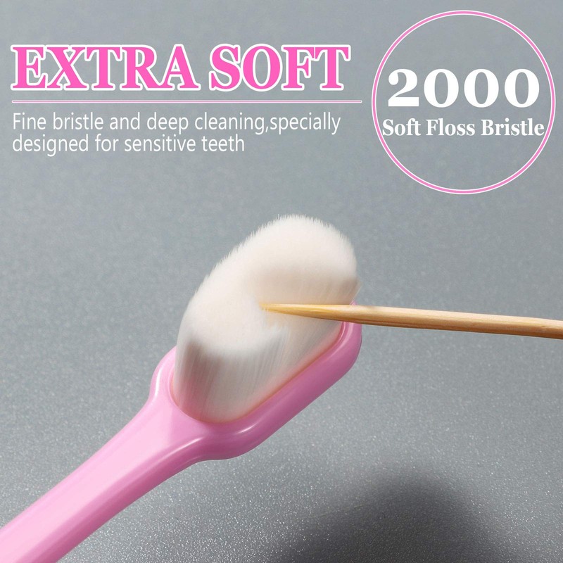 8 Pcs Micro Nano Manual Toothbrush Extra Soft with 20,000