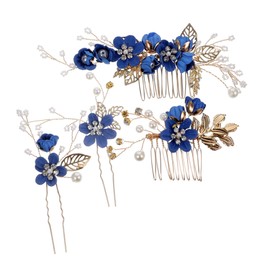 EXCEART 1 Juego Accesorios Para El Cabello De Niña Peineta De Flores Tocado De Diamantes De Imitación Cepillos Para El Cabello Para Mujer Tiara Horquilla Perder Aleación De Zinc Chica