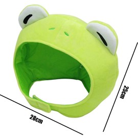 TAORANJU Frog Shaped Plush Hat - Green Anime Novelty Headwear for Funny Parties, Kids and Adults