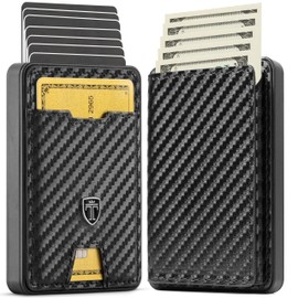 TRAVANDO SWYPE Aluminium Slim Wallet - Men's Carbon Wallet Small with RFID Protection - Small Mini Wallet Men with Money Clip - Card Case with Money Clip, carbon, Note compartment