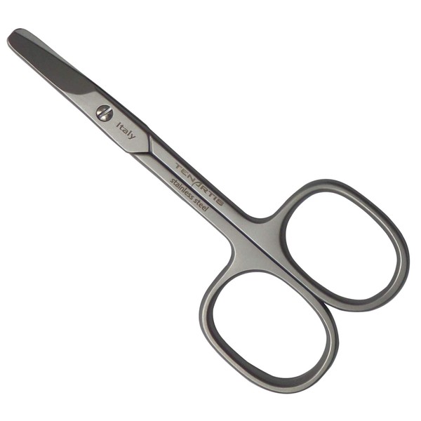 Tenartis Baby Nail Scissors with Curved Blades and Round Safety Tips - Made in Italy (3.5", Stainless)