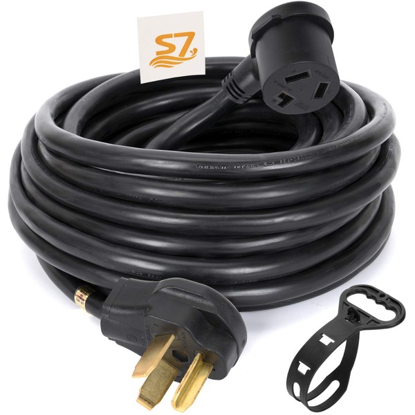 S7 25FT 30Amp NEMA 10-30P/10-30R 3 Prong Dryer Extension Cord with Heavy Duty Thick Anti-Weather Outdoor Extension Cord（Extension Cord 25 ft）