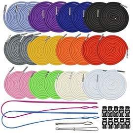 24Pack Replacement Drawstrings Universal Drawstrings with 4pcs Drawstring Threaders 10pcs Cord Locks for Pants Sweatpants Hoodies Scrubs Jackets Shorts 51" Long 12 Colors