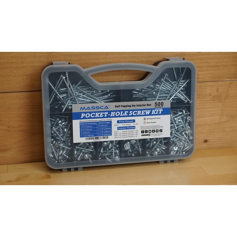 Massca Pocket-Hole Screw Kit – 500 Self-Tapping Zinc Plated Screw