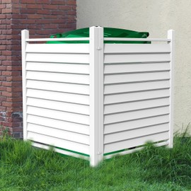 Qikdesign 36" W X 45" H Reinforced White Vinyl Privacy Fence Screen Panel, Double Windproof Air Conditioner Fence Trash Can Fence, Vinyl Screen Panel Kit (2 Panels)