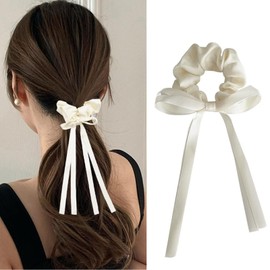 Scrunchie Ribbon, Long Ribbon, Bowbow, Hair Accessory, Silk Gloss, 3D, Stylish, Hair Ornament, Cute, Ponytail, Hair Tie, Elastic for Kids, Adults, Weddings, Kids, Hair Clips, Cute, School Entrance