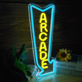 YHOPESPZ Arcade Neon Sign LED Light Dimmable Gaming Lights for Wall Decor USB Powered Neon Gaming Sign for Game Rooms, Bars and Retro Arcade Decor Gifts for Teenage Boys, Kids