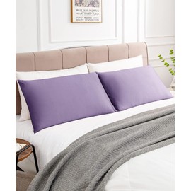 Warmstar Cotton King Size Purple Pillow Cases 2 Pack 90 x 50 cm,600 Thread Count Soft Pillowcases Breathable,Satin Weave Long Staple Cotton Pillow Case Hypoallergenic with Envelope Closure