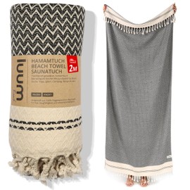 Luum® Beach Towel Large 90 x 200 cm Sauna Towel Hammam Towel Bath Towel Yoga Towel Shower Towel Beach Towel Sauna Towel Travel Towel Turkish Towels Women Men 100% Cotton Anthracite