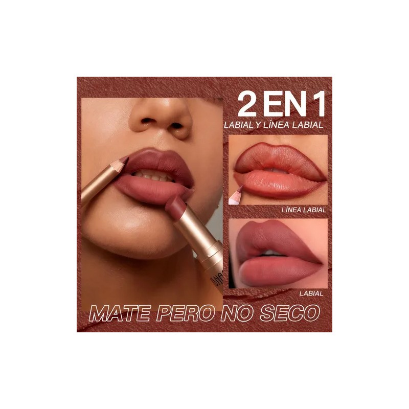 Set De Lapiz Labial Y Delineador Color Mate Impermeable 2pcs