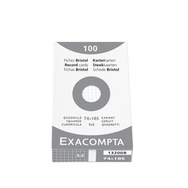 Exacompta 13200B Pack of 100 Index Cards DIN A7 7.4 x 10.5 cm Ideal for School Pack of 1 White
