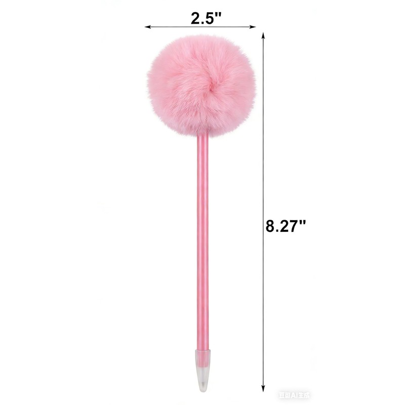 Fluffy Pink Pom Pom Gel Pens, 8.27 Inch Length with