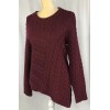 Chelsea Violet Women Sweater Pullover Medium Wool Cable Asymmetric Burgundy