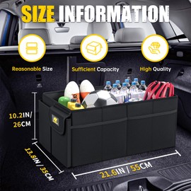 MIKKUPPA Car Trunk Organizer - Collapsible Car Organizer Sturdy Trunk Storage Organizers with Non Slip Bottom, Car Organization for SUV Auto Sedan Truck Van (Black)