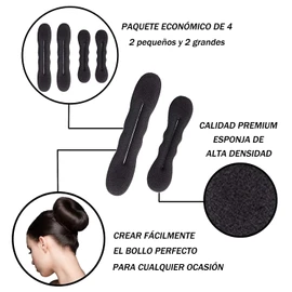 GKMJ Esponja Mágica Clip de Espuma,Espuma Mágica para Hacer Moños,Accesorios para El Peinado Del Cabello,4 Piezas de Donut Peinado Moño Rizador Herramienta,Máquina de Chignon para El Cabello para Mujeres