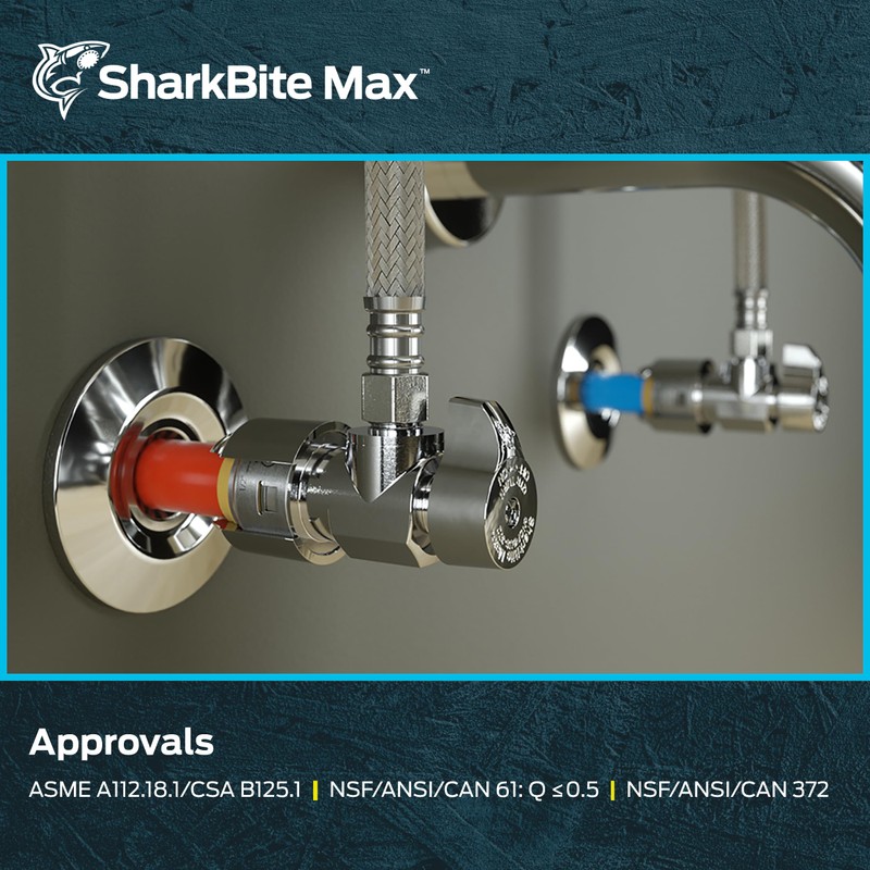 SharkBite Max 1/2 x 1/4 Inch Compression Angle Stop Valve,