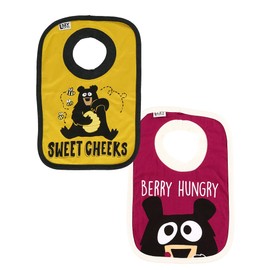 LazyOne Animal-Print Baby Bibs, Infant Bibs, Cute Baby Shower Gifts, One Size, Pack of 2 (Honey Bear, Hucklebeary)