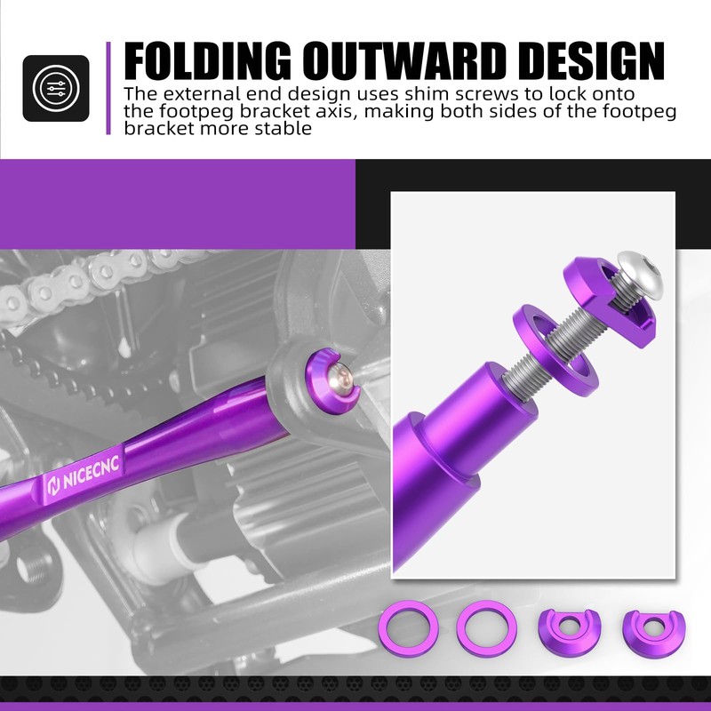NICECNC Purple Foot Pegs Support Brace with O-Rings Compatible with