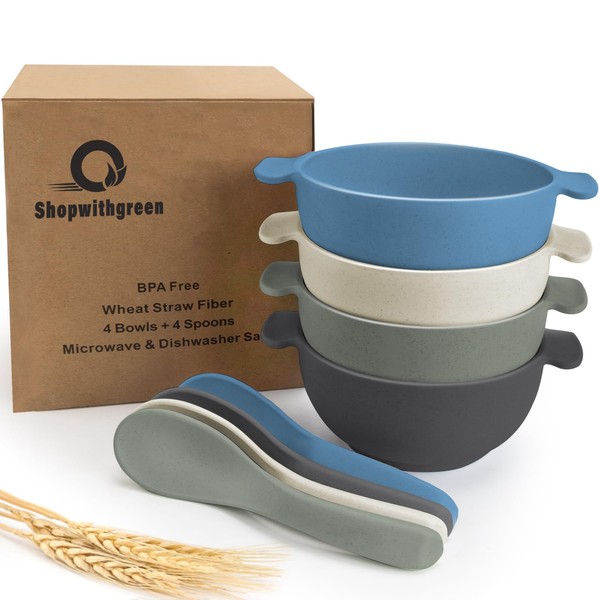 shopwithgreen Unbreakable Kids Bowls -Microwave Dishwasher Safe- Wheat Straw Snack