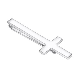 Asienice Classic Cross Tie Clip Silver Tie Clip in the Shape of a Cross, Non-precious metals, No Gemstone