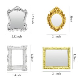 ONEST 8 Pieces Dollhouse Miniature Mirror Dollhouse Wall Mirror Miniature Bedroom Mini Furniture Mirror Accessory for 1/12 Dollhouse Decor