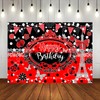 Fitumiw Ladybug Birthday Backdrop 7x5ft Eiffel Tower Butterfly Red and