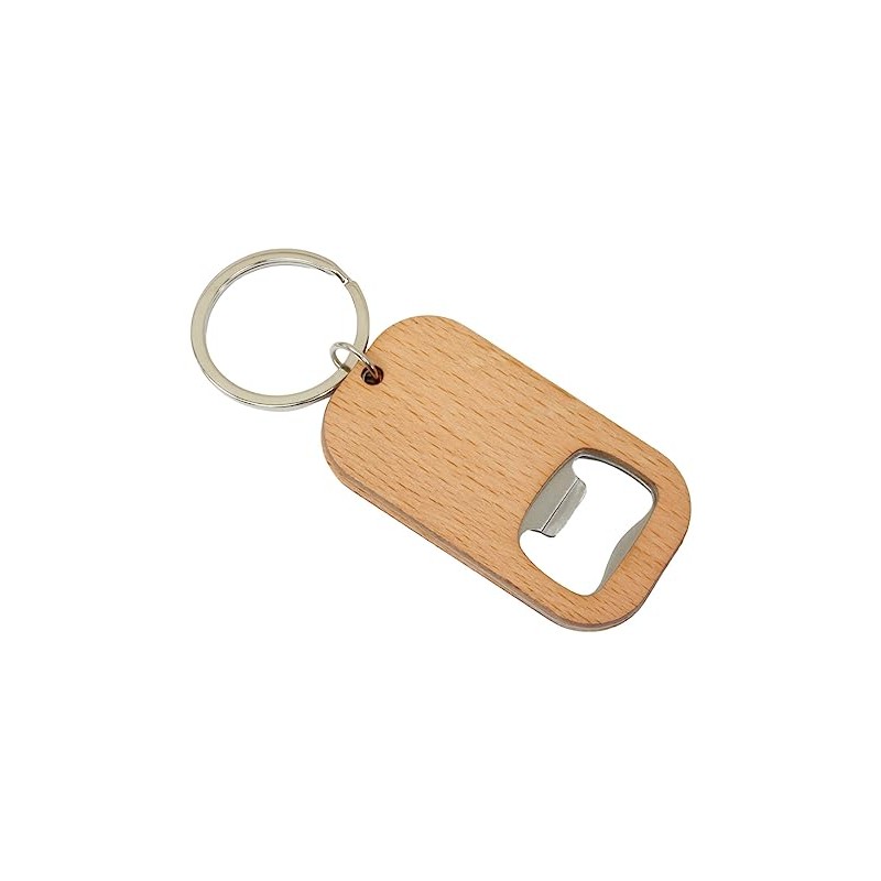 Elephant Face Keyring Bottle Opener Wooden Stainless Steel Key Chain