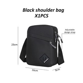 Men's Shoulder Bag, Canvas Shoulder Bag, Multifunctional Shoulder Bag, Adjustable Fashionable Leisure Bag, Suitable for Travel, Work and Travel (Black), black