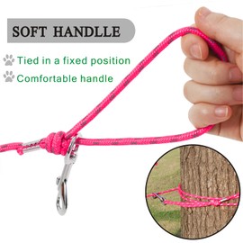 Reflective Cat Leash -30FT Cat Cable Out Leash Escape Proof Walking Leads Yard Long Leash Durable Safe Leash Traning Play Outdoor for Puppies/Kittens/Small Animals(Hotpink)