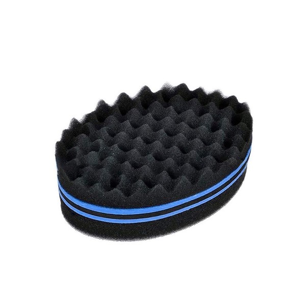 Curly Twist Hair Sponge Large Holes Double Sided Comb Wave Brushes Dreads Locking Afro Curling Coil Care Tool Bonus Hair (Blue)