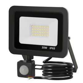 Mille Lucciole 35W LED Spotlight with Motion Sensor 3500LM 6500K Cool White LED Super Bright Headlight IP65 Waterproof Outdoor Spotlight Black for Bright Garden Garage Sports Field Yard Floodlight