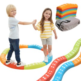 Special Supplies Special Supplies Colored Wavy Circle Balance Beams Stepping Stones for Kids, 8 Pc. Set, Non-Slip Textured Surface and Slip Resistant Floor Rubber Edges, Promote Agility, Strength, Active Play