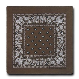 Kaiser Collection Double Sided Paisley Bandanas (1 Dozen), Brown, 22x22