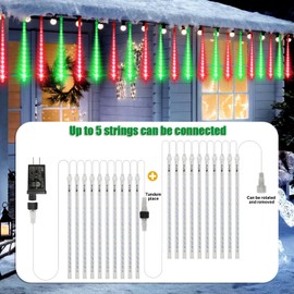 LAMPHOME Christmas Lights Outdoor,12-inch LED Meteor Shower Icicle Lights, 10 Tubes 240 LED String Lights. Waterproof Plug, Shower Rain for Xmas Tree Yard House Decor Red&Green