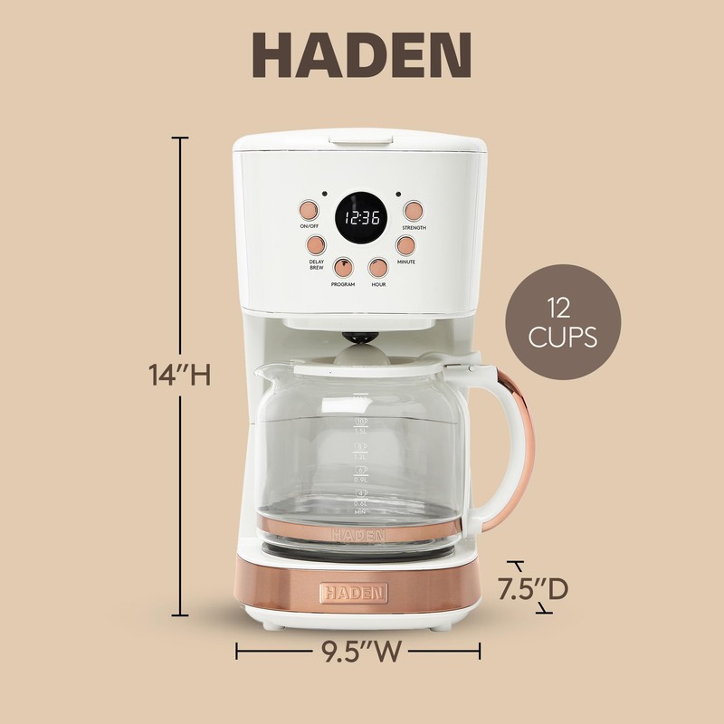 Haden Coffee Machine, 12 Cup Programmable Drip Coffee Maker with