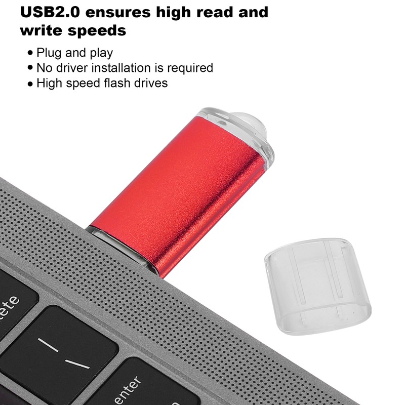 USB Flash Drive Transparent Cover Red Portable Storage Memory Stick