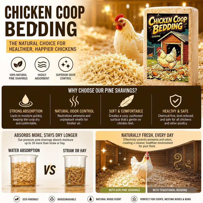 Eyaeyao 16 oz Natural Pine Shavings, Absorbent Chicken Coop Bedding