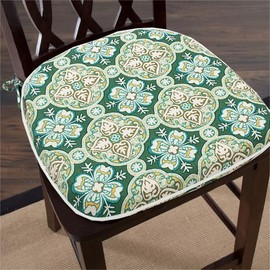 FUNHOME Outdoor Chair Cushions Set of 4, Waterproof Patio Seat Cushions D16xW17 Inch, All Weather Patio Chair Pads with Tie, Patio Cushions for Furniture Garden Home Office Decoration, Green Medal