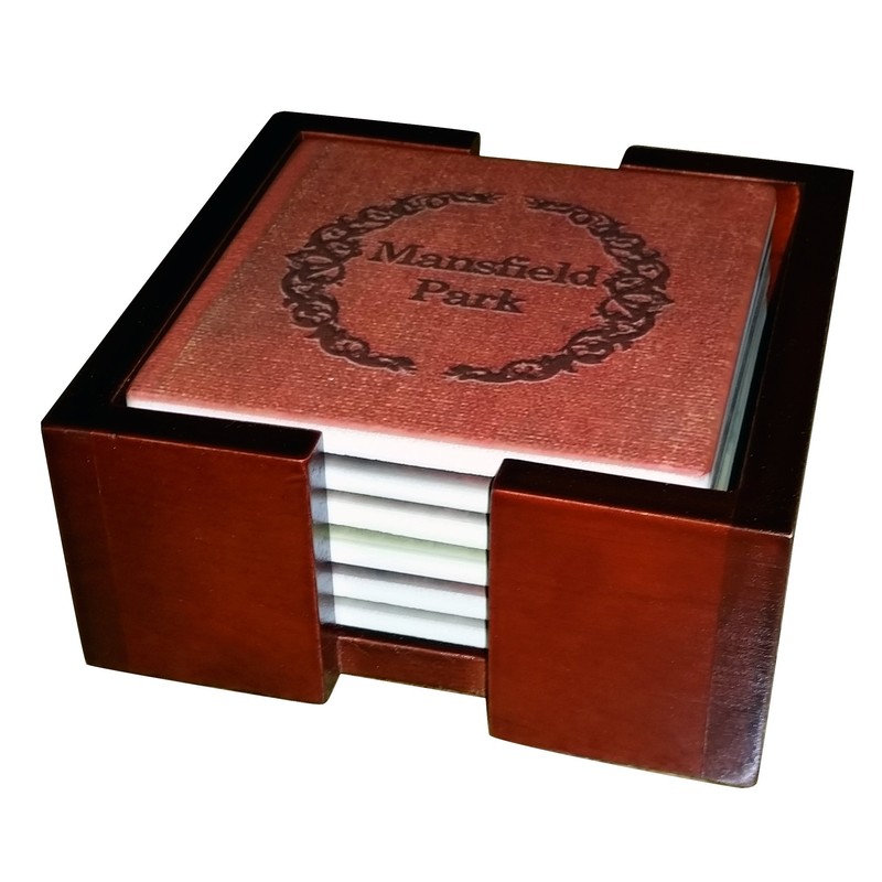 Jane Austen Books Coaster Set - Ceramic Tile with Cork