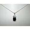 Solid 925 Sterling Silver Natural Sapphire & Cubic Zirconia Pendant