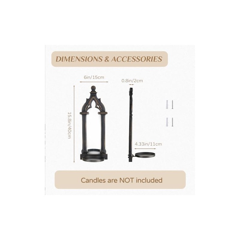 Walasis Candle Sconces Black Wall Decor - Gothic Dark Mirror
