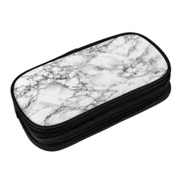 Perinsto Black And White Marble Pencil Case Big Capacity Multi Compartment Stationery Box Pencil Pouch Holder Desk Organizer For School Office Home