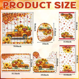 Nuanchu 6 Pcs Shower Curtain Bathroom Set with Bath Mat U Shaped Mat Toilet Cover 2 Bath Towels and 12 Hooks Bathroom Decor Set,71 x 71 Inch(Monster Truck)