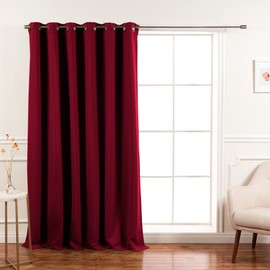 Best Home Fashion Wide Width Blackout Curtains - Premium Thermal Insulated Window Treatment Blackout - Antique Bronze Grommet Top – Burgundy - 80" W x 84" L - (1 Panel)