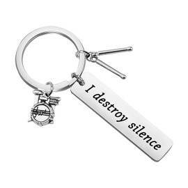 PLITI Drummer Gift Drumming Gift Drum Player Gift Drum Kit Gift Musician Gift I Destroy Silence Keychain (Destroy Silence kyU)