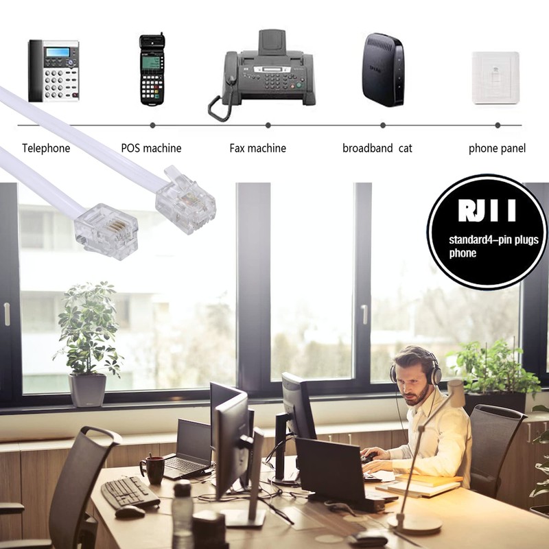 Ubramac 15-Ft Telephone landline Extension Cord Cable Cord with Standard