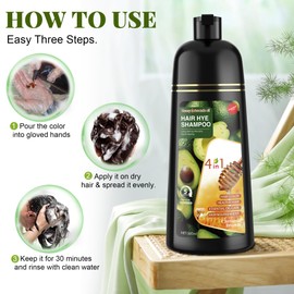 ZENITHGLO Chestnut Brown Hair Dye Shampoo 3 in 1 for Women & Men 100% Gray Hair Coverage - Herbal Ingredients Natural Plant Hair Color - Hair Dye in Minutes 17.6 Fl Oz